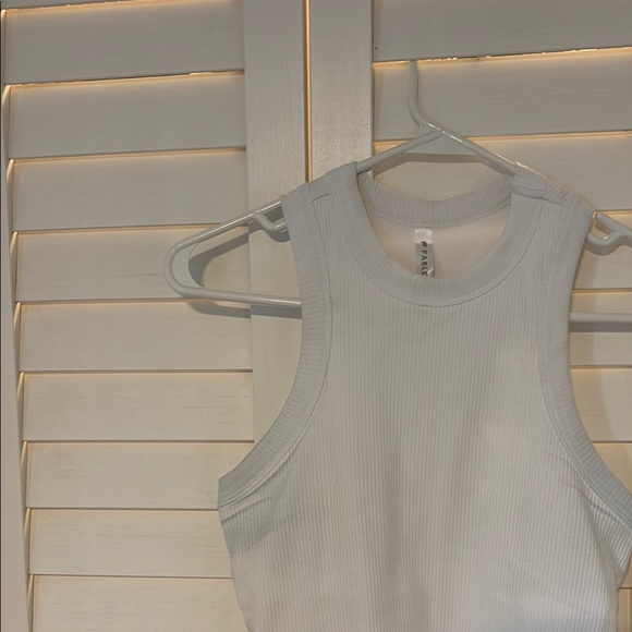 White Racer Back Ribbed Tank Top (Built in bra) - Picture 3 of 6